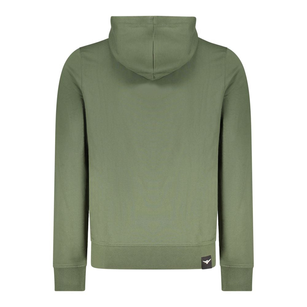 Green cotton hoodie for men by Accademia Militare, featuring a casual fit and military-inspired design.