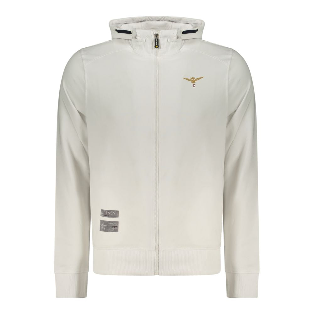 White cotton men's hoodie from Accademia Militare with logo detail, casual fit, and hooded design.