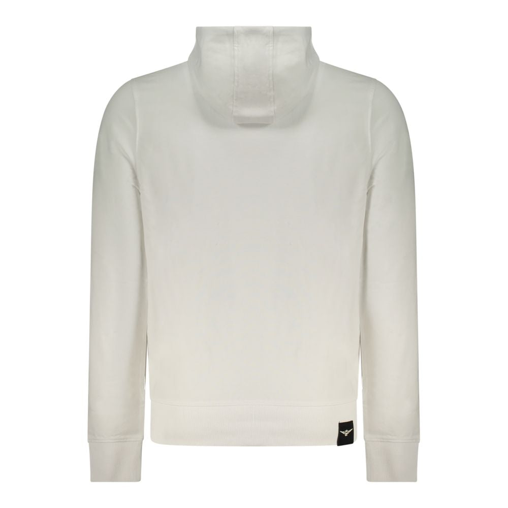 White cotton men's hoodie from Accademia Militare with logo detail, casual fit and comfortable design.