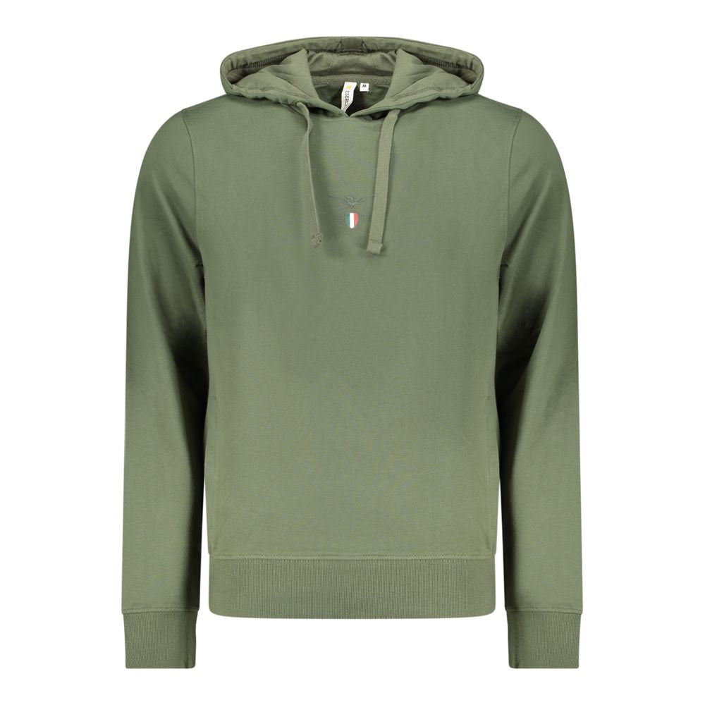 Green cotton hoodie for men from Accademia Militare featuring a casual fit and military-inspired design.