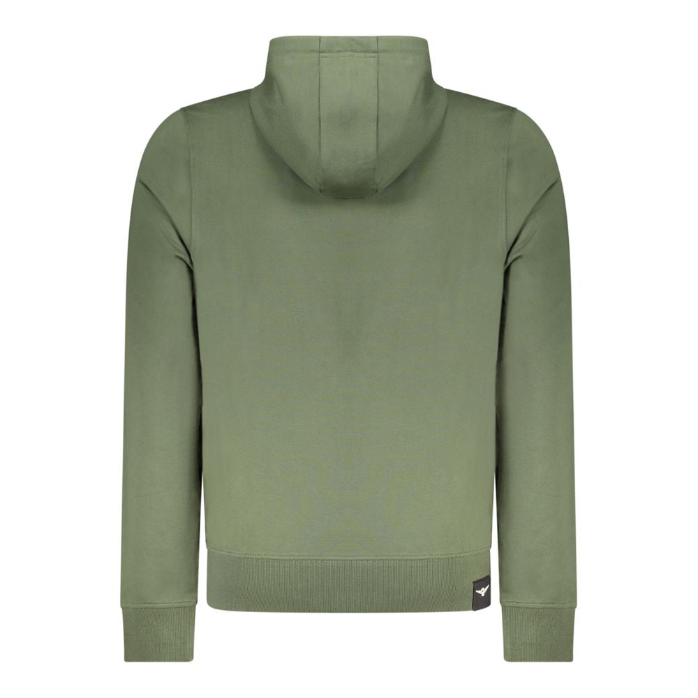 Green cotton hoodie for men by Accademia Militare, featuring a comfortable fit and casual military-inspired style.