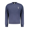 Blue cotton men's sweatshirt by Accademia Militare with a crew neck and logo detail, casual and comfortable for everyday wear.