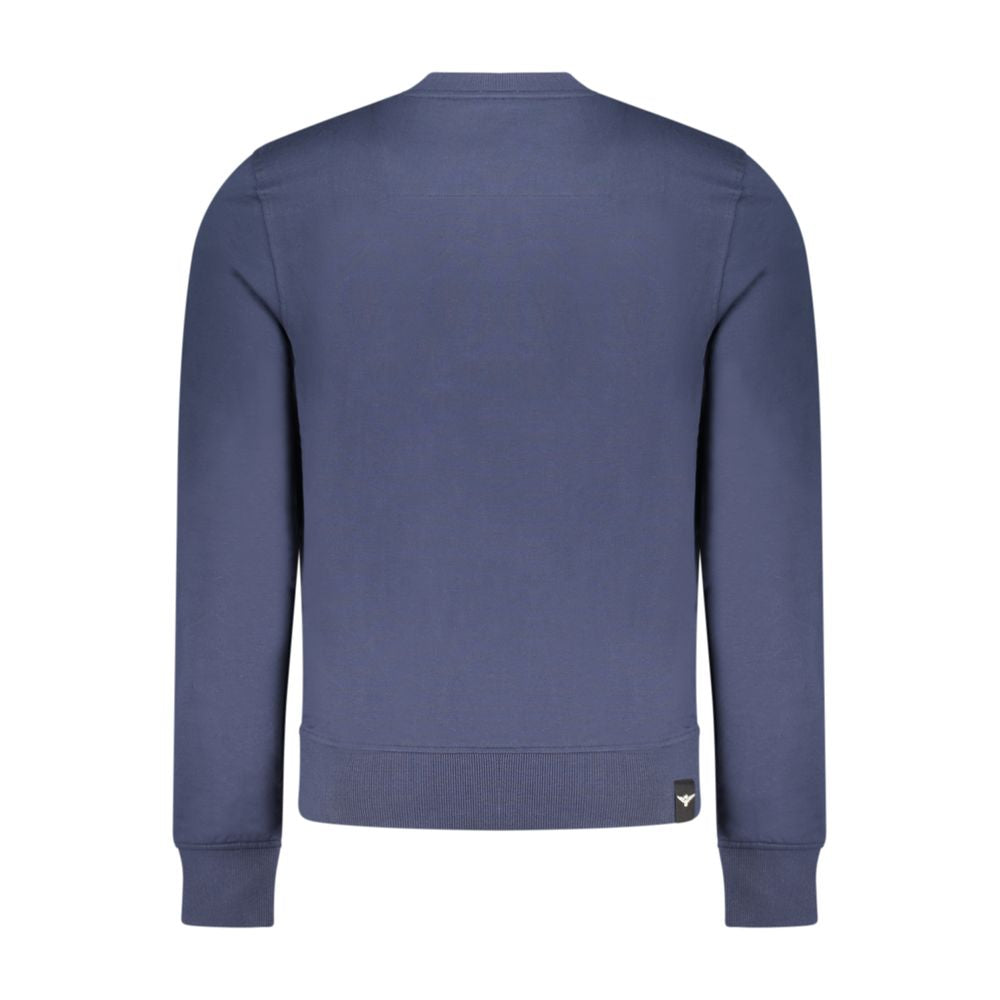 Blue cotton men's sweatshirt from Accademia Militare featuring a crew neck and casual fit.