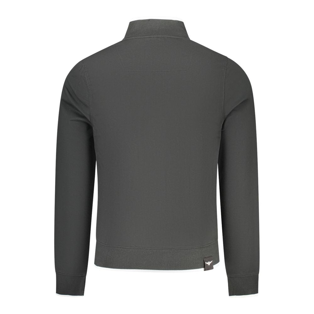 Black polyester men's gilet by Accademia Militare, featuring a sleeveless design and front zipper, ideal for casual or outdoor wear.