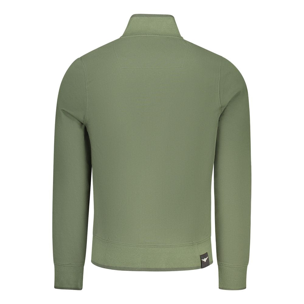 Green cotton sweatshirt for men by Accademia Militare, featuring a casual fit and military-inspired design.