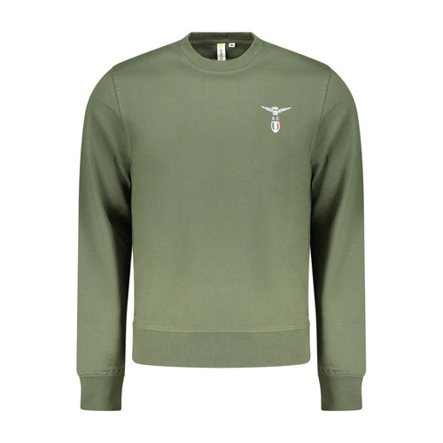 Black cotton men's sweatshirt by Accademia Militare featuring a crew neck and minimalist design.
