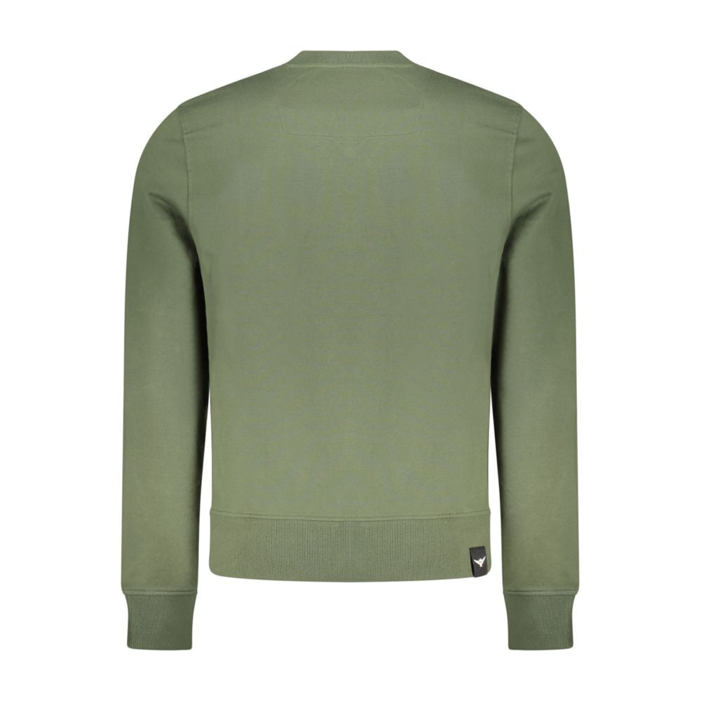 Black cotton men's sweatshirt by Accademia Militare with a crew neck and minimalist design, displayed on a plain background.