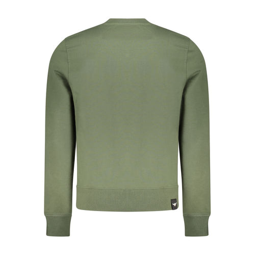 Black cotton men's sweatshirt by Accademia Militare with a crew neck and minimalist design, displayed on a plain background.