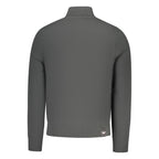 Black cotton men's sweatshirt with "Accademia Militare" printed on the front, casual fit, and crew neckline.