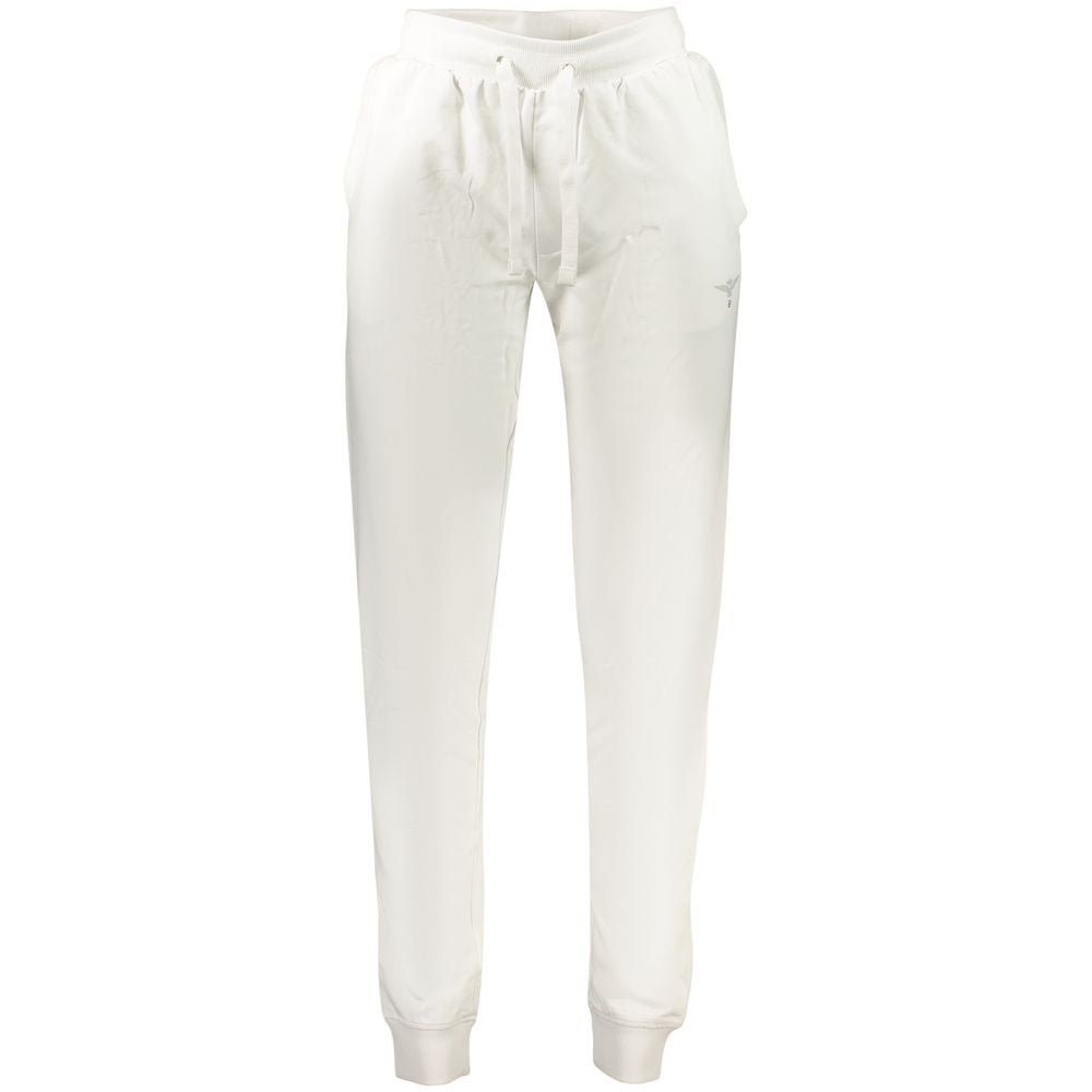 White cotton men's trousers from Accademia Militare with a tailored fit and classic style, shown on a model.