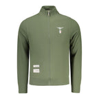 Green cotton men's sweatpant from Accademia Militare with a relaxed fit and elastic waistband, ideal for casual wear.