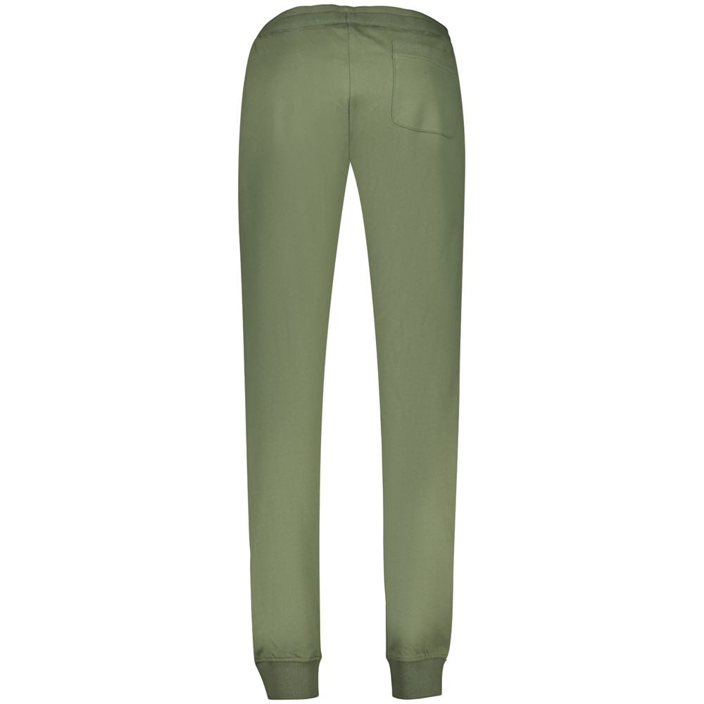 Accademia Militare green cotton men's trousers with a straight fit, featuring belt loops and classic front pockets.