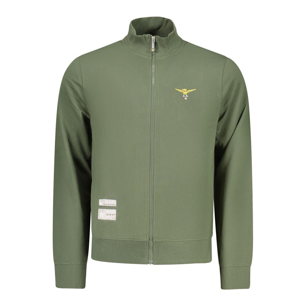 Green cotton sweatshirt for men by Accademia Militare, featuring a casual fit and military-inspired design, displayed on a plain background.