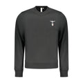 Black cotton men's sweatshirt by Accademia Militare with a crew neck and minimalist design, displayed on a neutral background.