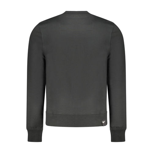 Black cotton men's sweatshirt by Accademia Militare featuring a classic crew neck and minimalist design.