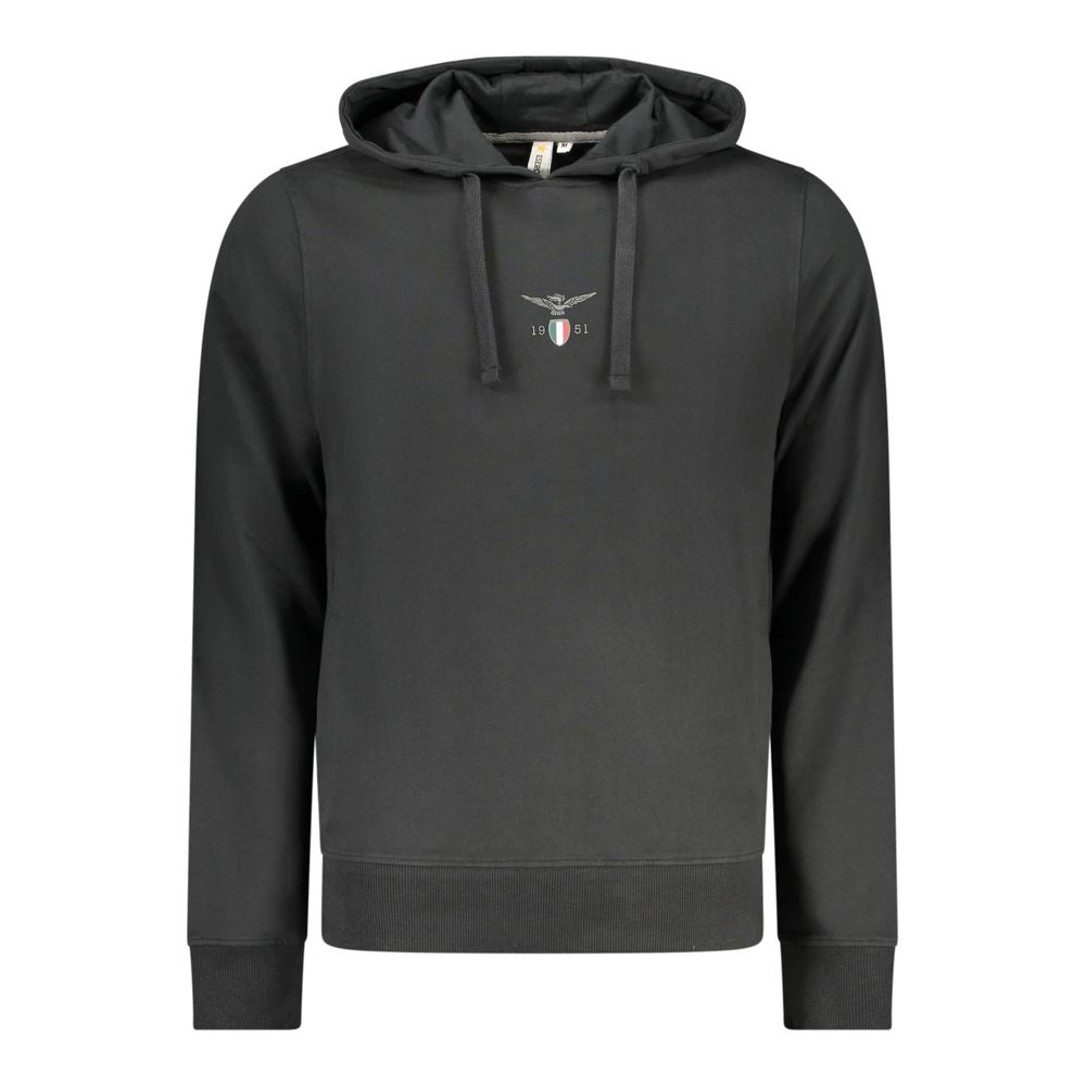 Blue cotton men's hoodie from Accademia Militare with logo embroidery, casual fit, and drawstring hood.