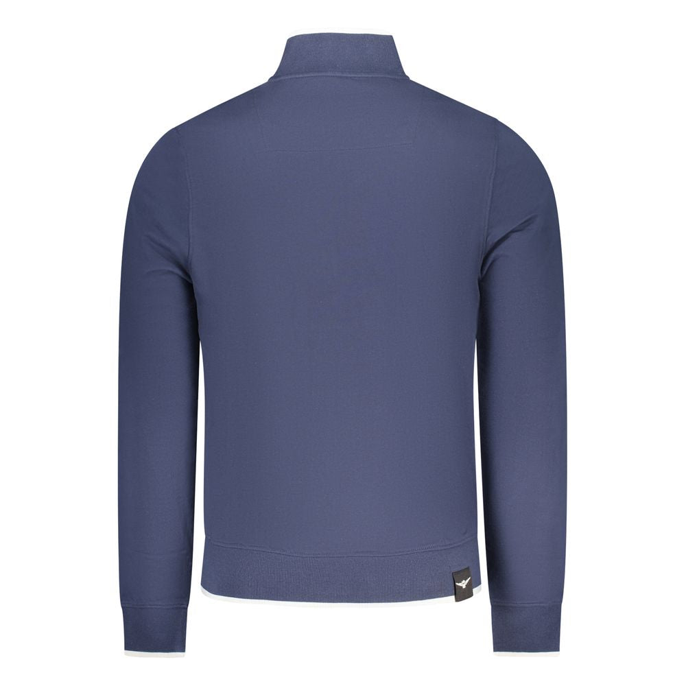 Blue cotton men's sweatshirt from Accademia Militare with a crew neck and logo detail, casual and comfortable for everyday wear.