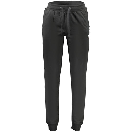 Black cotton men's sweatpant from Accademia Militare with a relaxed fit and elastic waistband, ideal for casual wear.