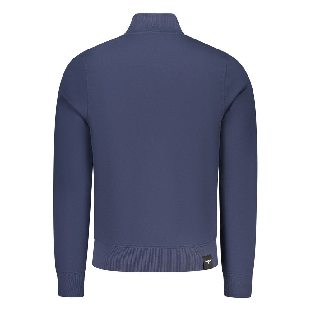 Blue cotton men's sweatshirt from Accademia Militare with a crewneck design and logo detail, casual and comfortable fit.