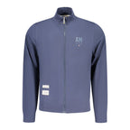 Blue cotton men's sweatshirt with "Accademia Militare" logo in white, featuring a crew neck and casual fit.