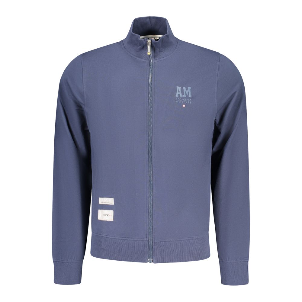 Blue cotton men's sweatshirt with "Accademia Militare" logo in white, featuring a crew neck and casual fit.