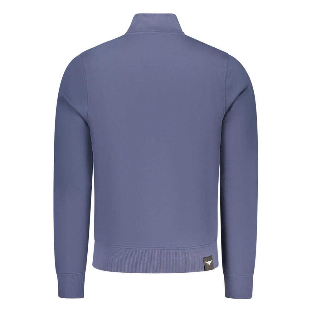 Blue cotton men's sweatshirt by Accademia Militare with logo and ribbed cuffs, casual athletic style.