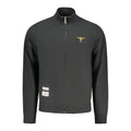 Black cotton men's sweatshirt featuring the Accademia Militare logo, casual fit with ribbed cuffs and neckline.