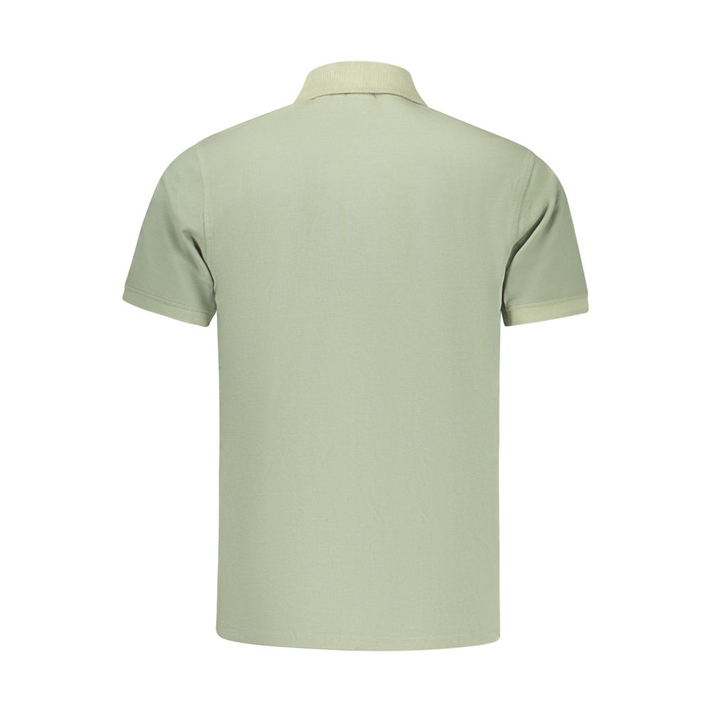 Pepe Jeans Verde cotton men's polo shirt displayed on a hanger with a classic collar and short sleeves.