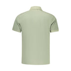 Pepe Jeans Verde cotton men's polo shirt displayed on a hanger with a classic collar and short sleeves.