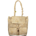 Beige Desigual women's backpack made of polyurethane with stylish design and adjustable shoulder straps.