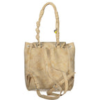 Beige Desigual women's backpack made of polyurethane with stylish design and adjustable shoulder straps.