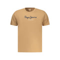 Pepe Jeans men's brown cotton T-shirt with round neck and short sleeves, casual style for everyday wear.