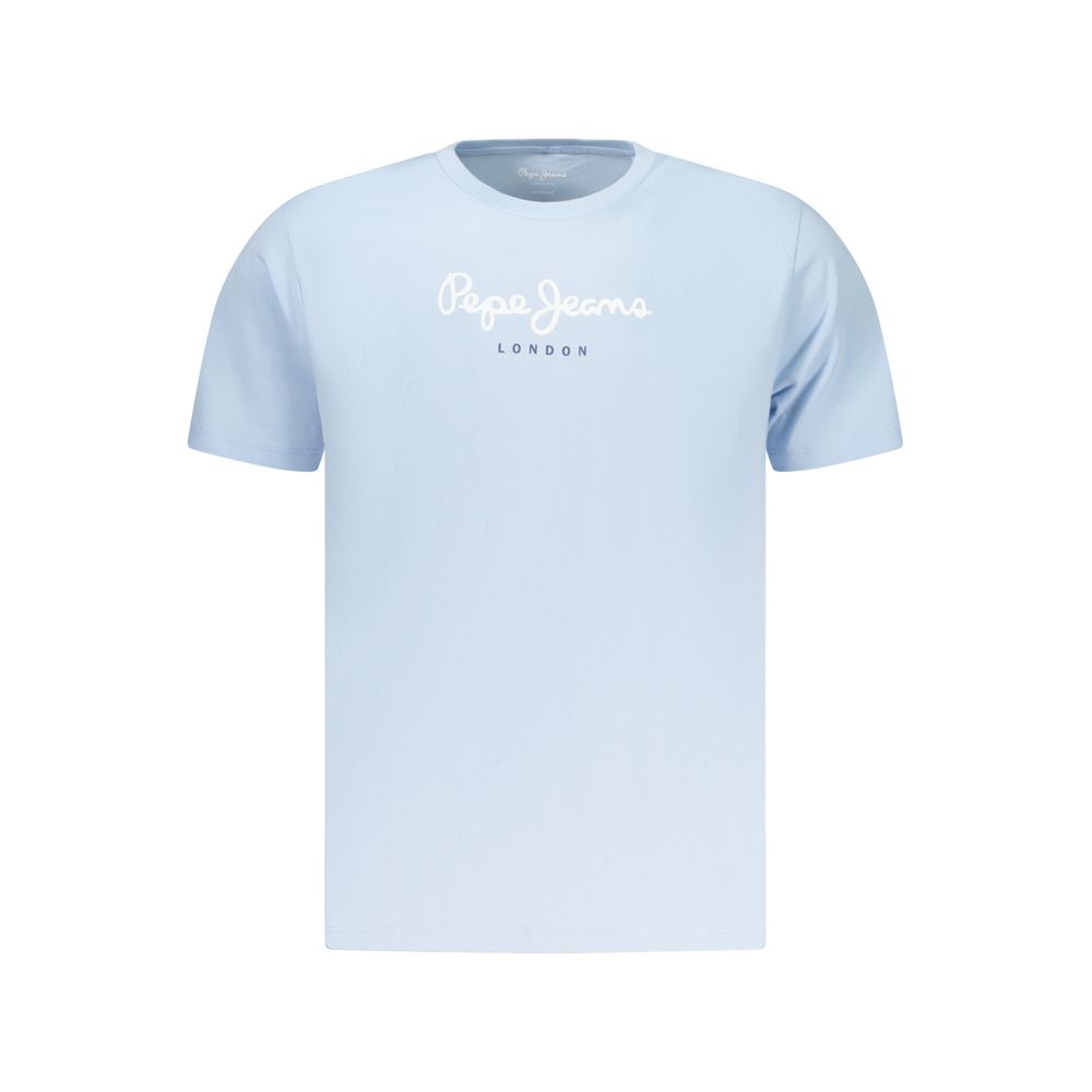Pepe Jeans Azzurro cotton men's T-shirt with round neckline and short sleeves, casual style, light blue color.