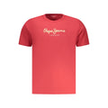 Pepe Jeans Rosso cotton men's T-shirt with round neck and short sleeves, casual style in vibrant red color.