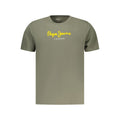 Pepe Jeans men's green cotton T-shirt with crew neckline and short sleeves, casual style for everyday wear.