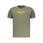 Pepe Jeans men's green cotton T-shirt with crew neckline and short sleeves, casual style for everyday wear.