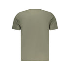Men's Pepe Jeans Verde cotton T-shirt with round neckline and short sleeves, displayed flat on a white background.