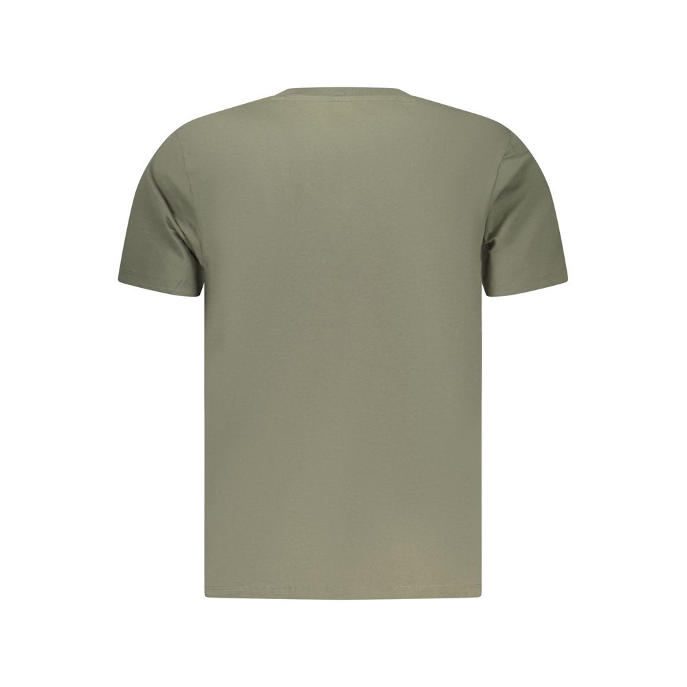 Men's Pepe Jeans Verde cotton T-shirt with round neckline and short sleeves, displayed flat on a white background.