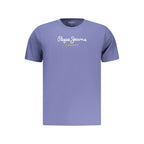 Pepe Jeans men's blue cotton T-shirt with round neckline and short sleeves, casual style for everyday wear.
