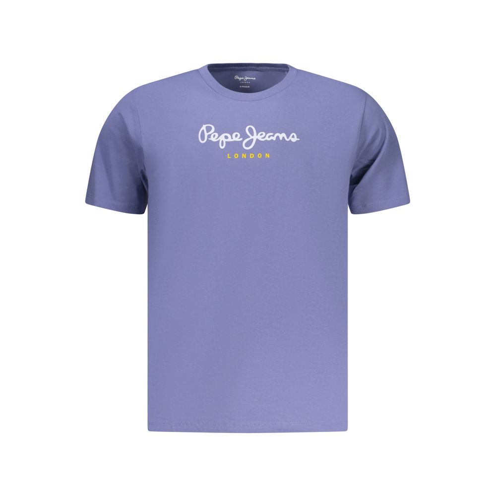 Pepe Jeans men's blue cotton T-shirt with round neckline and short sleeves, casual style for everyday wear.