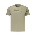 Pepe Jeans men's green cotton T-shirt with crew neck and short sleeves, casual style for everyday wear.