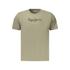 Pepe Jeans men's green cotton T-shirt with crew neck and short sleeves, casual style for everyday wear.
