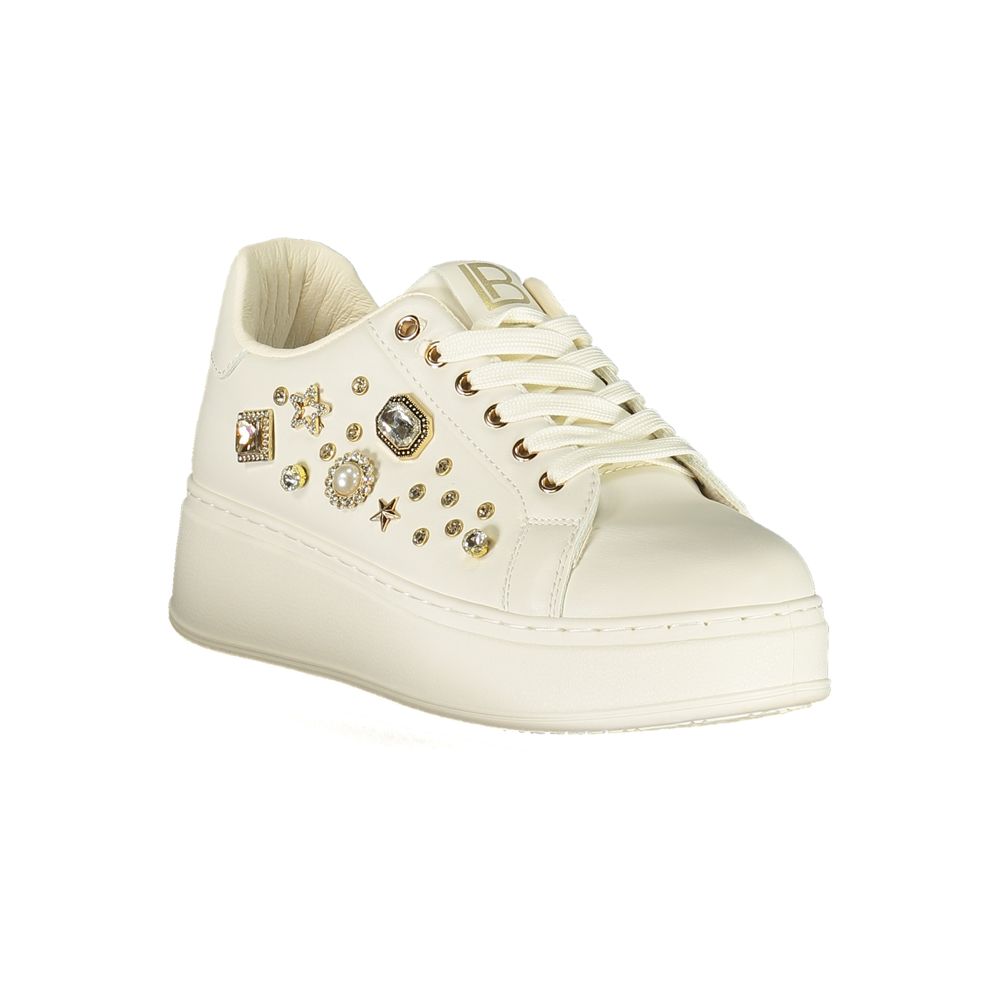 Laura Biagiotti Bianco Polyurethane women’s sneaker with white design and comfortable sole, stylish footwear for casual wear.