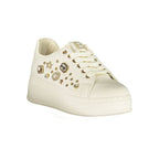 Laura Biagiotti Bianco Polyurethane women’s sneaker with white design and comfortable sole, stylish footwear for casual wear.