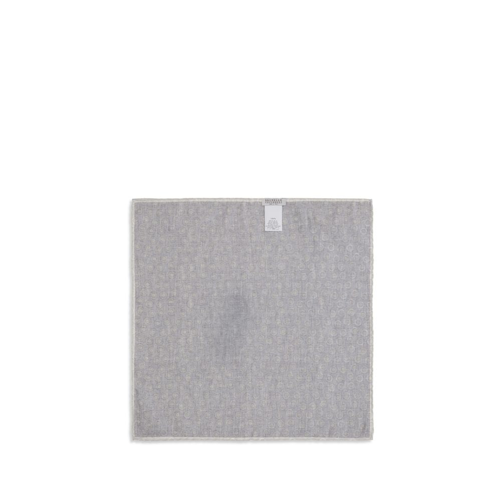 Brunello Cucinelli Gray Silk Pocket Square