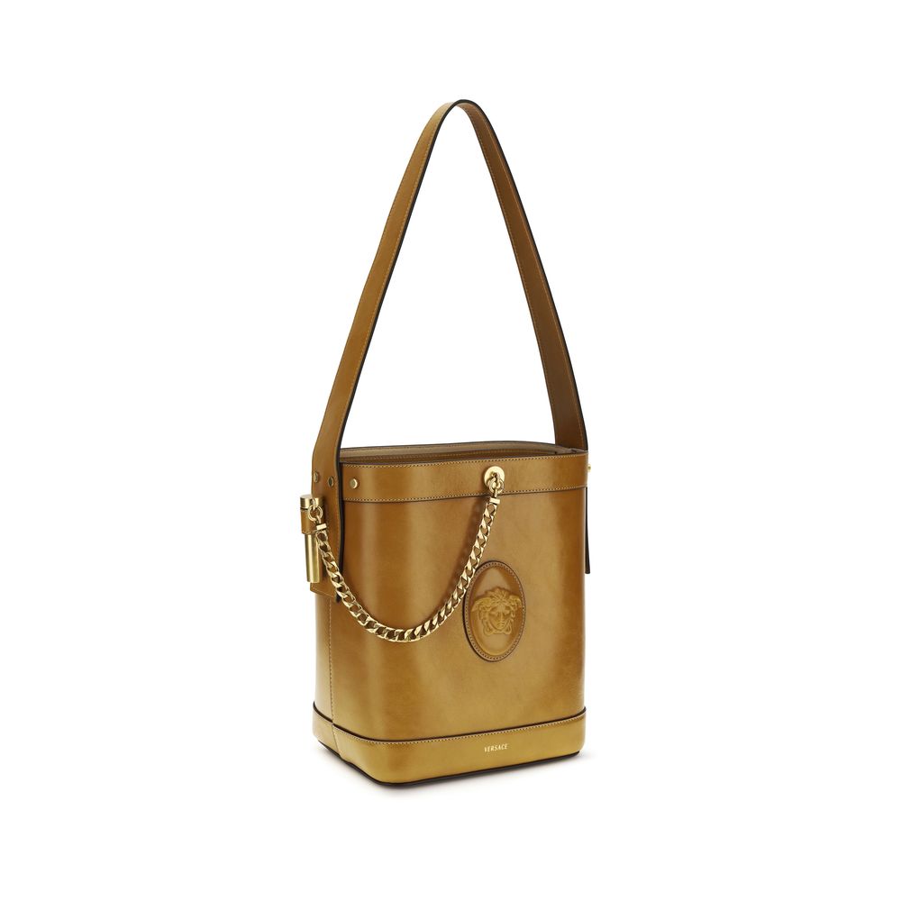 Versace Brown Calf Leather Bos Taurus Backet Bag Versace