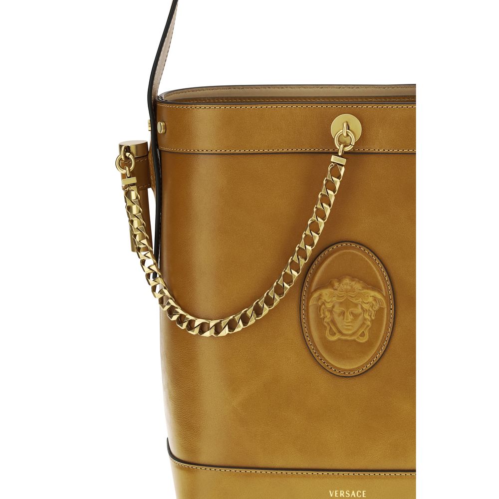 Versace Brown Calf Leather Bos Taurus Backet Bag Versace