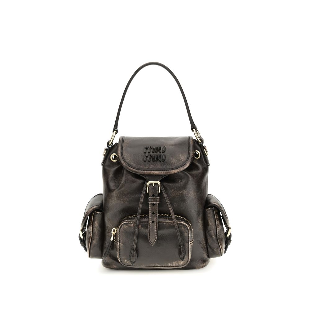 Miu Miu Brown Calf Leather Bos Taurus Backpack Miu Miu