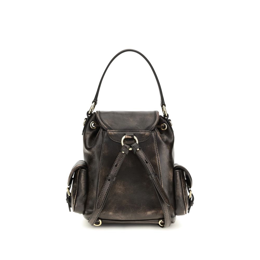 Miu Miu Brown Calf Leather Bos Taurus Backpack Miu Miu