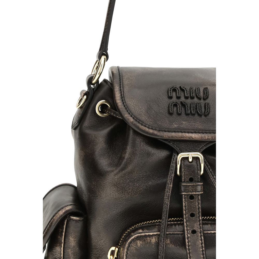 Miu Miu Brown Calf Leather Bos Taurus Backpack Miu Miu